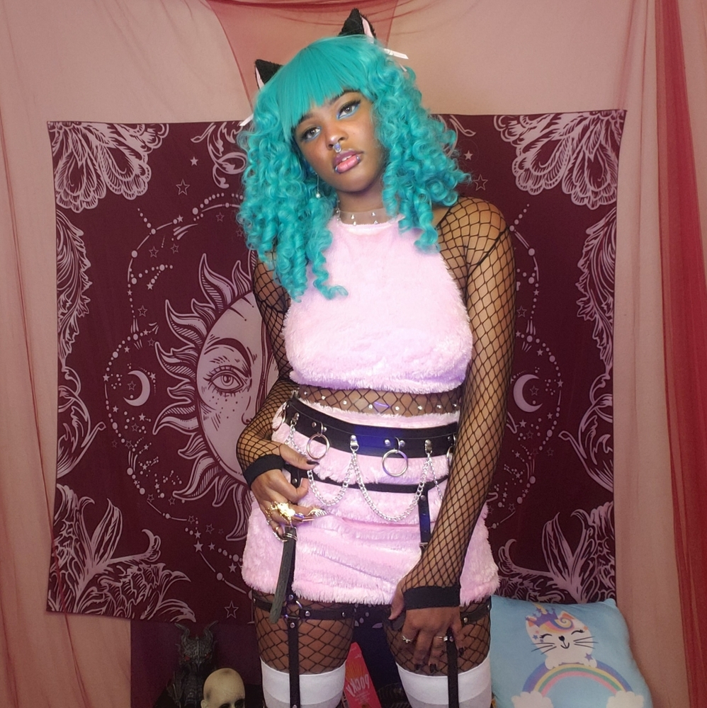 Pink Candy Fuhreak Fur Skirt Set